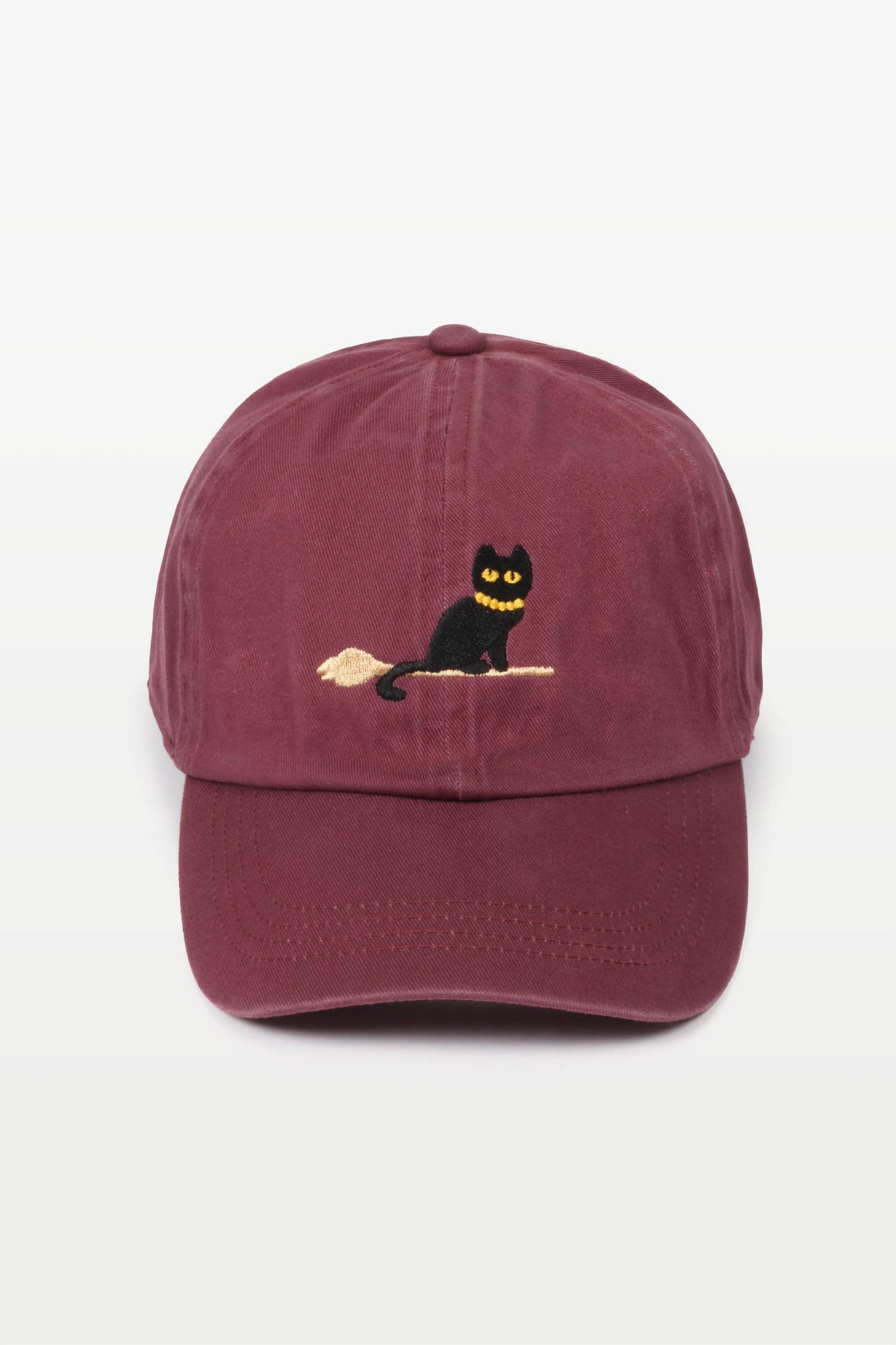Halloween Black Cat Embroidery Cotton Baseball Cap - Cozy Coven