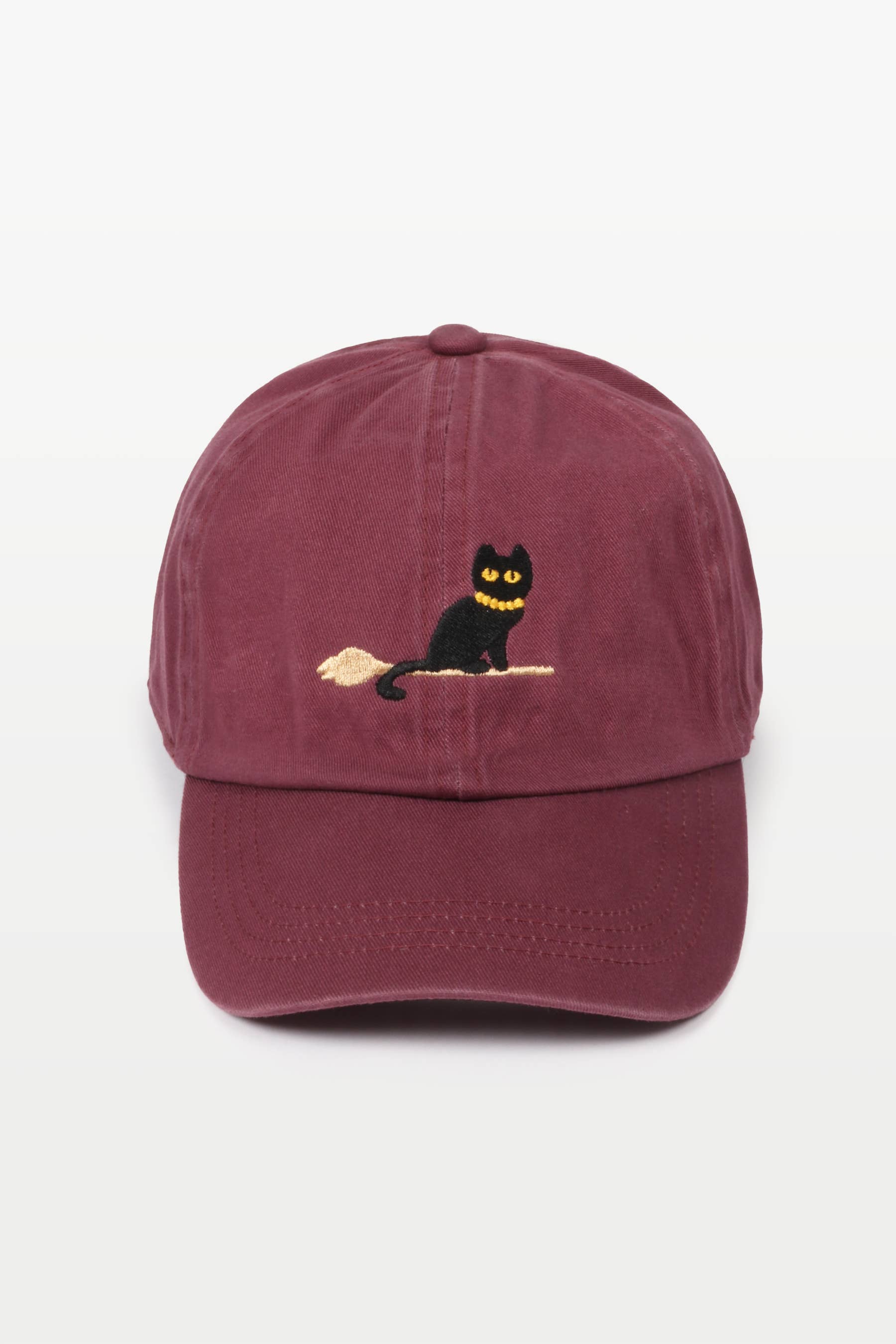 Halloween Black Cat Embroidery Cotton Baseball Cap - Cozy Coven