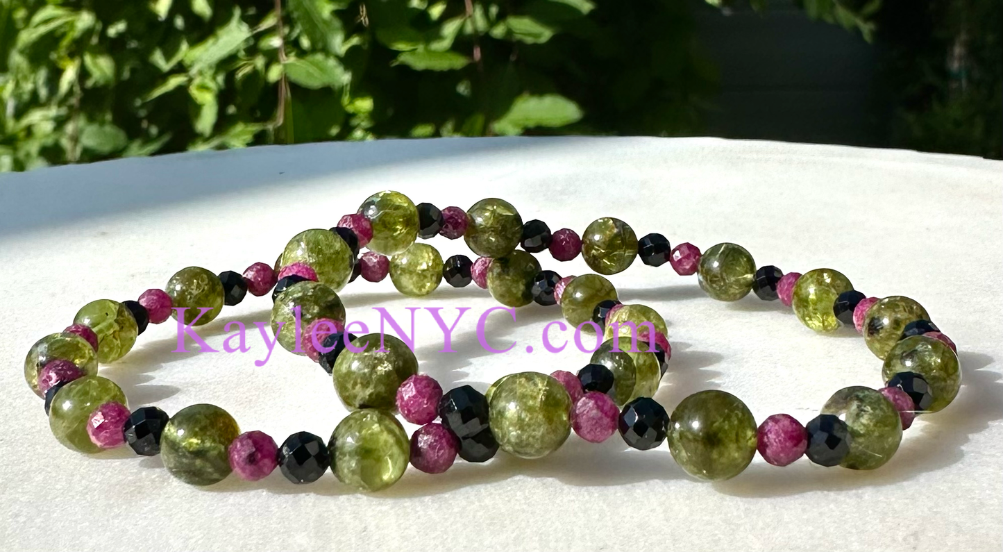 Leo Zodiac Natural Crystal Healing Stretch Bracelet ~7.5"