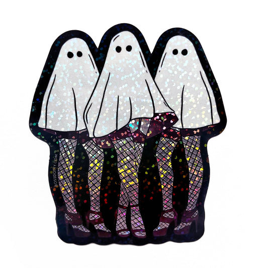Ghoul Gang Glitter Ghost Sticker - Cozy Coven