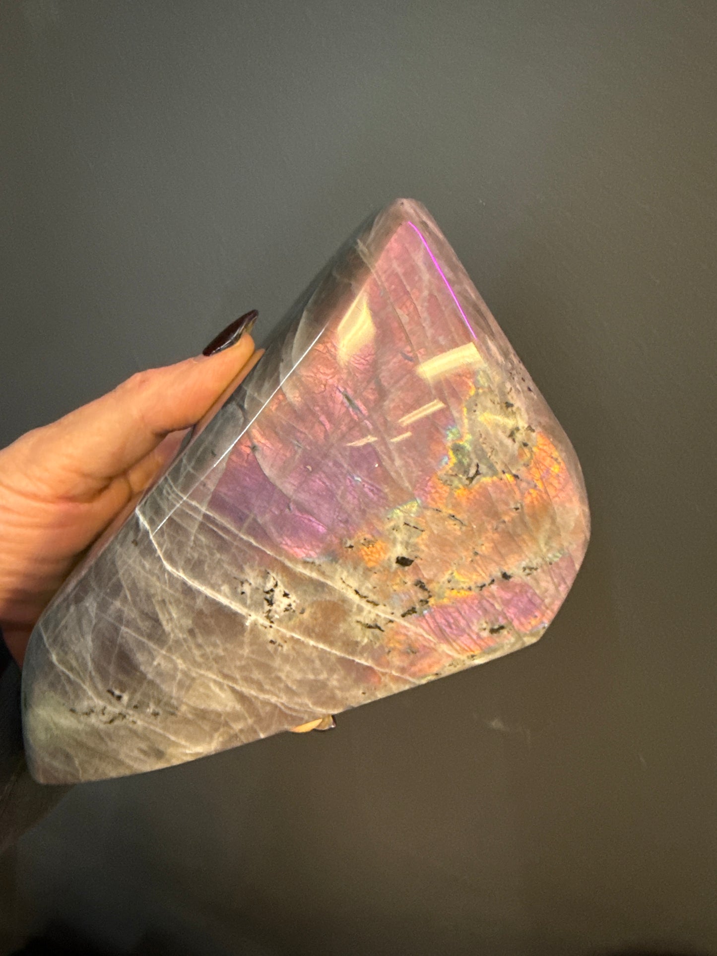 Rare Orange and Pink Flash Labradorite Free Form