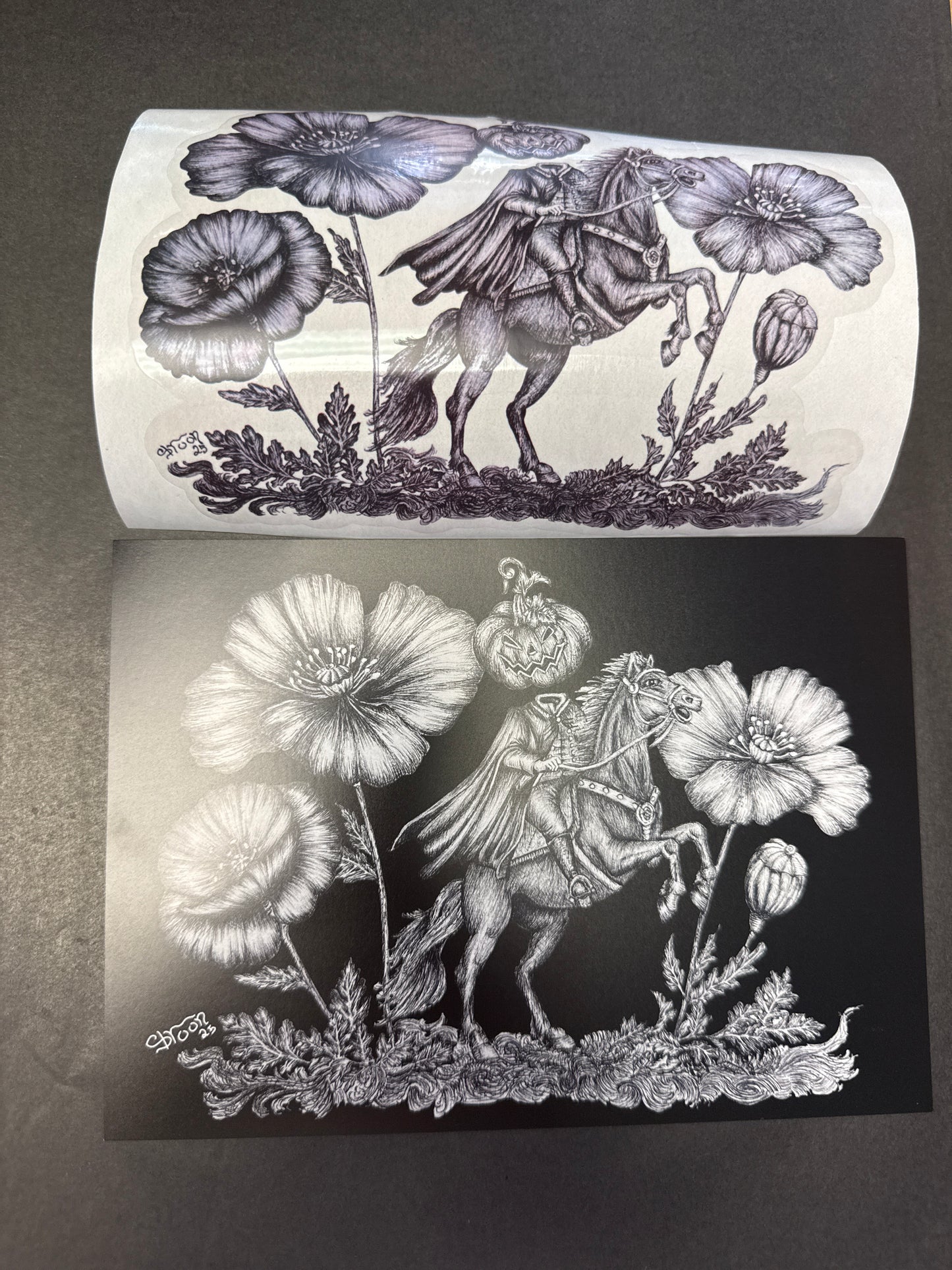 Headless Horseman Water Bottle Wrap Sticker + Art Print | Art by Shroon