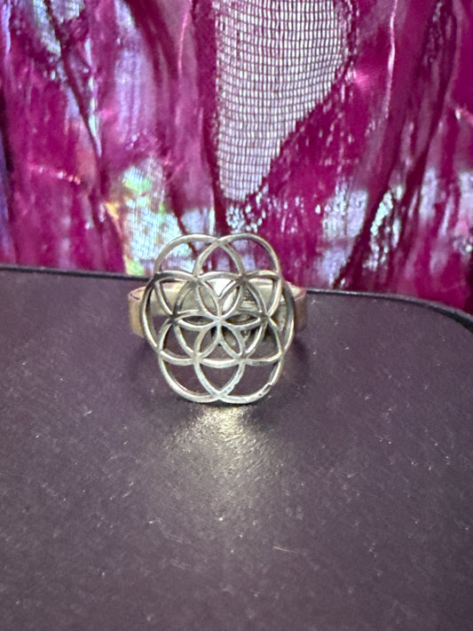 Mandala Flower of Life | 925 Sterling Silver Ring | Adjustable