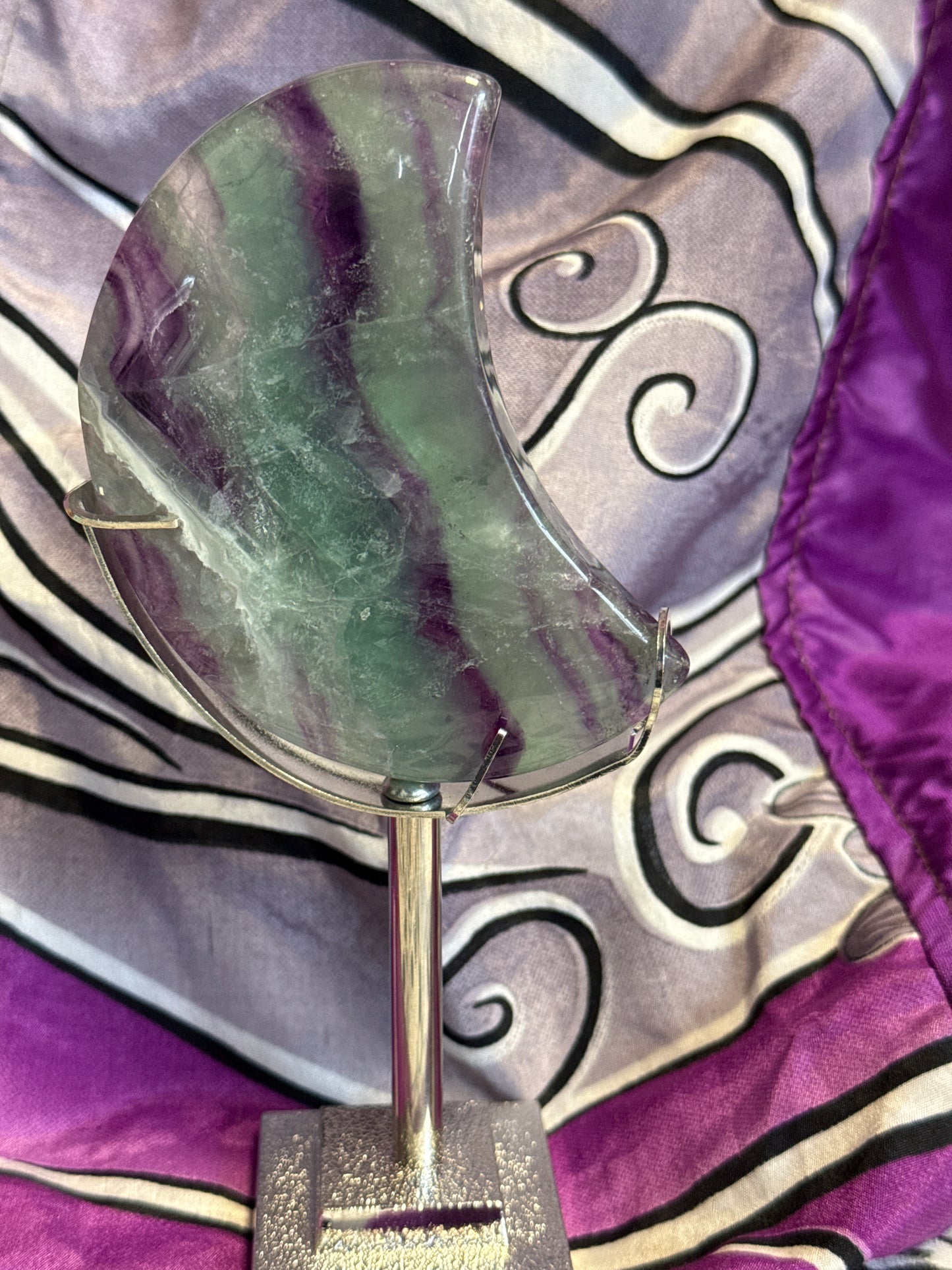 Fluorite Moon on Stand - Cozy Coven
