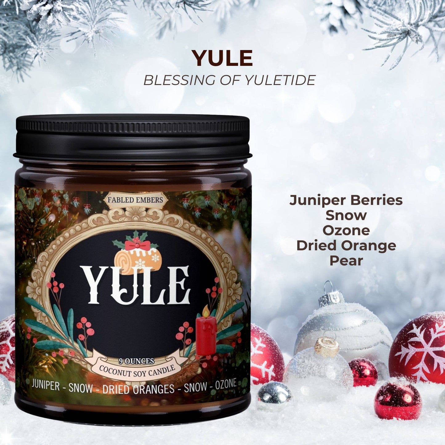 YULE | Juniper and Snow | Coconut Soy Candle