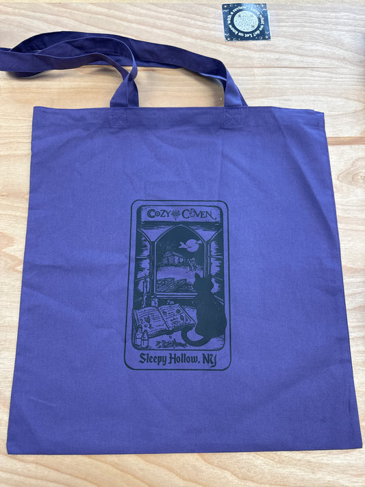 Purple Tote Bags |Sleepy Hollow | Cozy Coven Headless Horseman | 100% Cotton - Cozy Coven