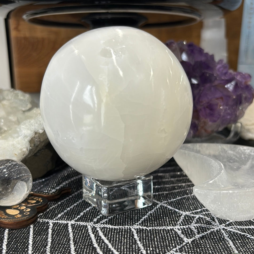 Extra Large Selenite Sphere - Cozy Coven