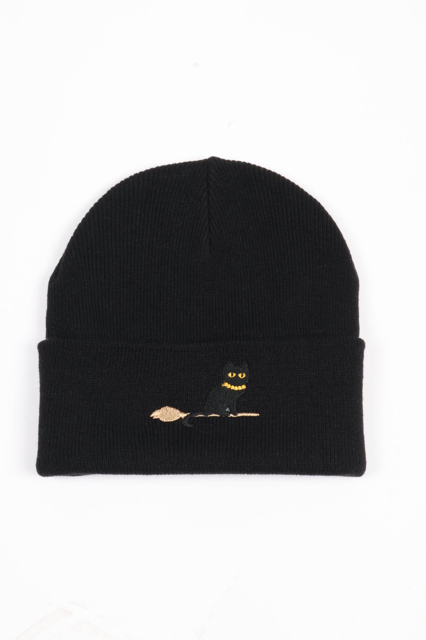 Black Cat Embroidered Beanie