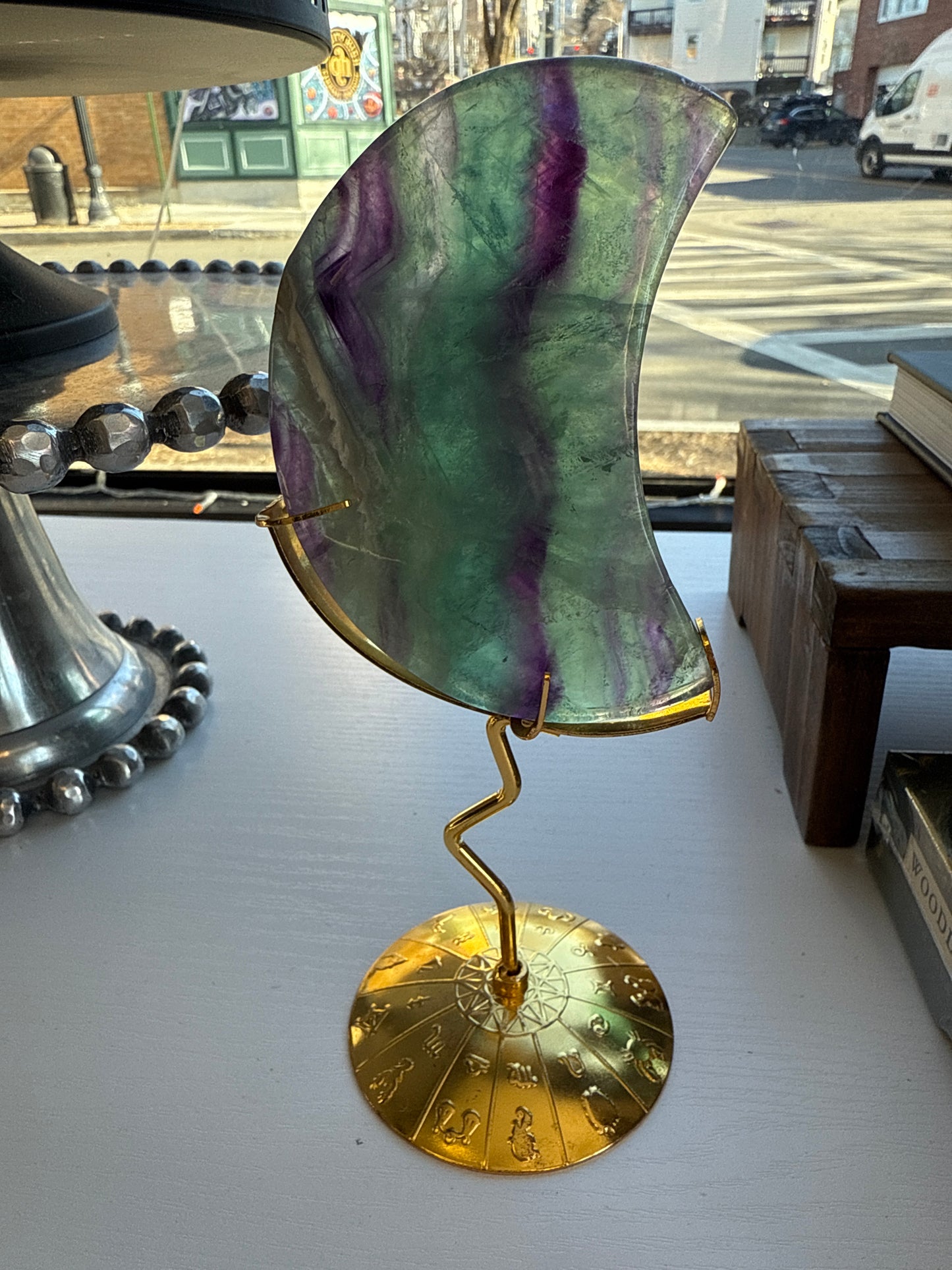 Fluorite Moon on Stand