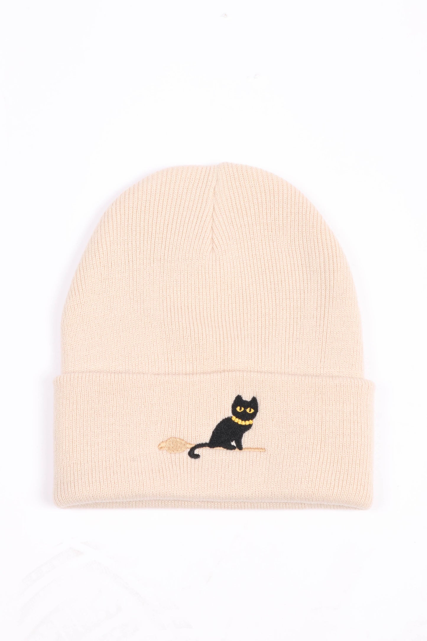Black Cat Embroidered Beanie