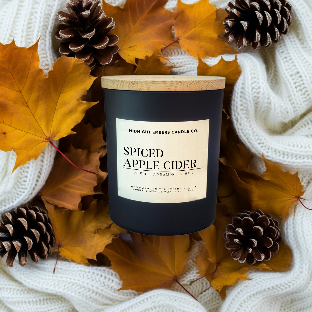 Spiced Apple Cider 8 oz. Candle | Hand Poured Bamboo Lid
