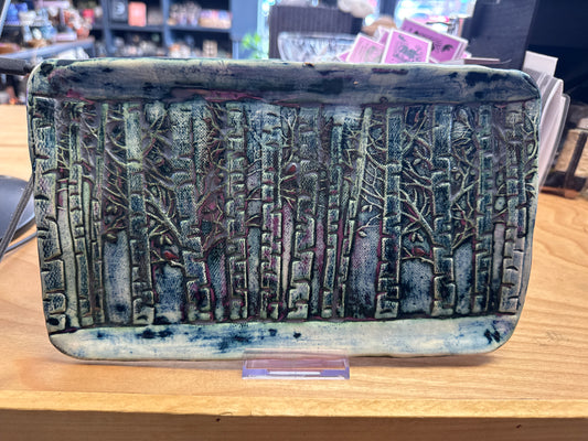 Handmade “cardinal on birch branches” Ceramic Tray