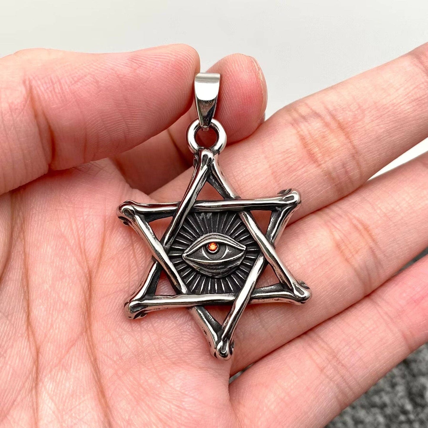 Evil Eye Hexagram Stainless Steel Charm Pendant - MJ/MNP