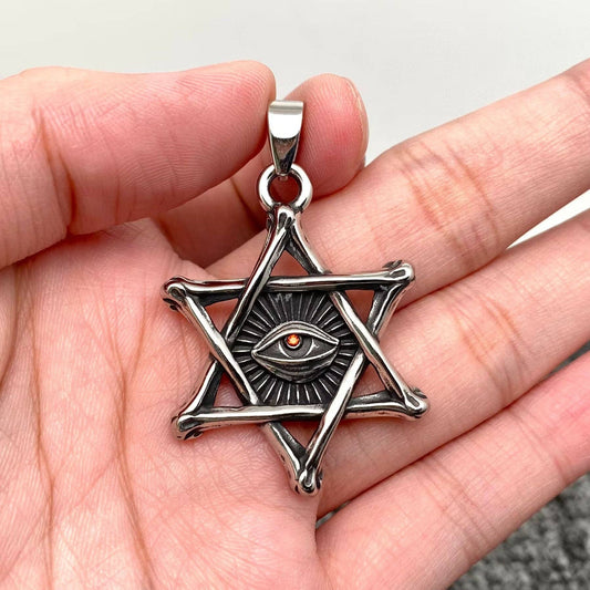 Evil Eye Hexagram Stainless Steel Charm Pendant - MJ/MNP