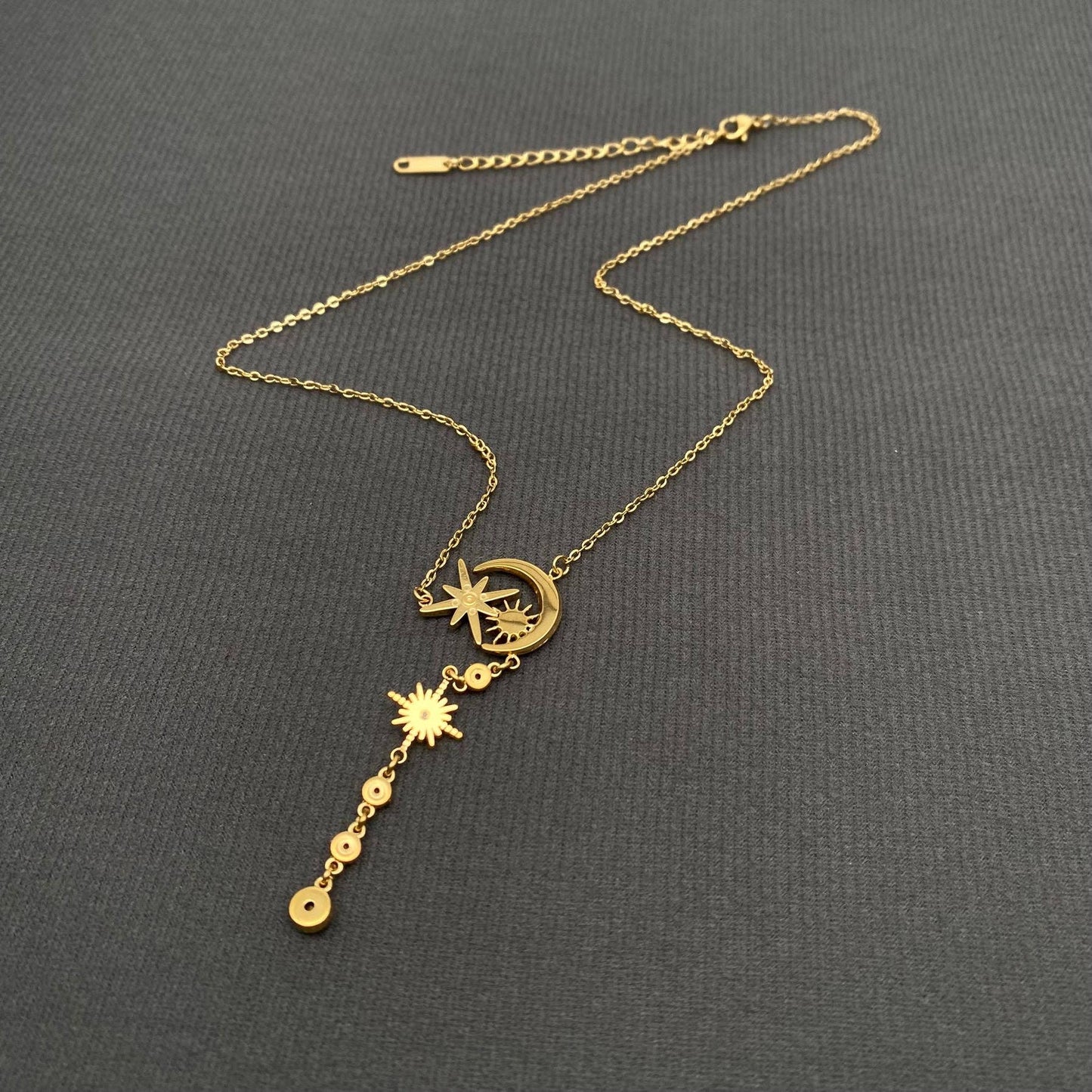 Sun Star 18K Gold Plated Stainless Steel Necklace