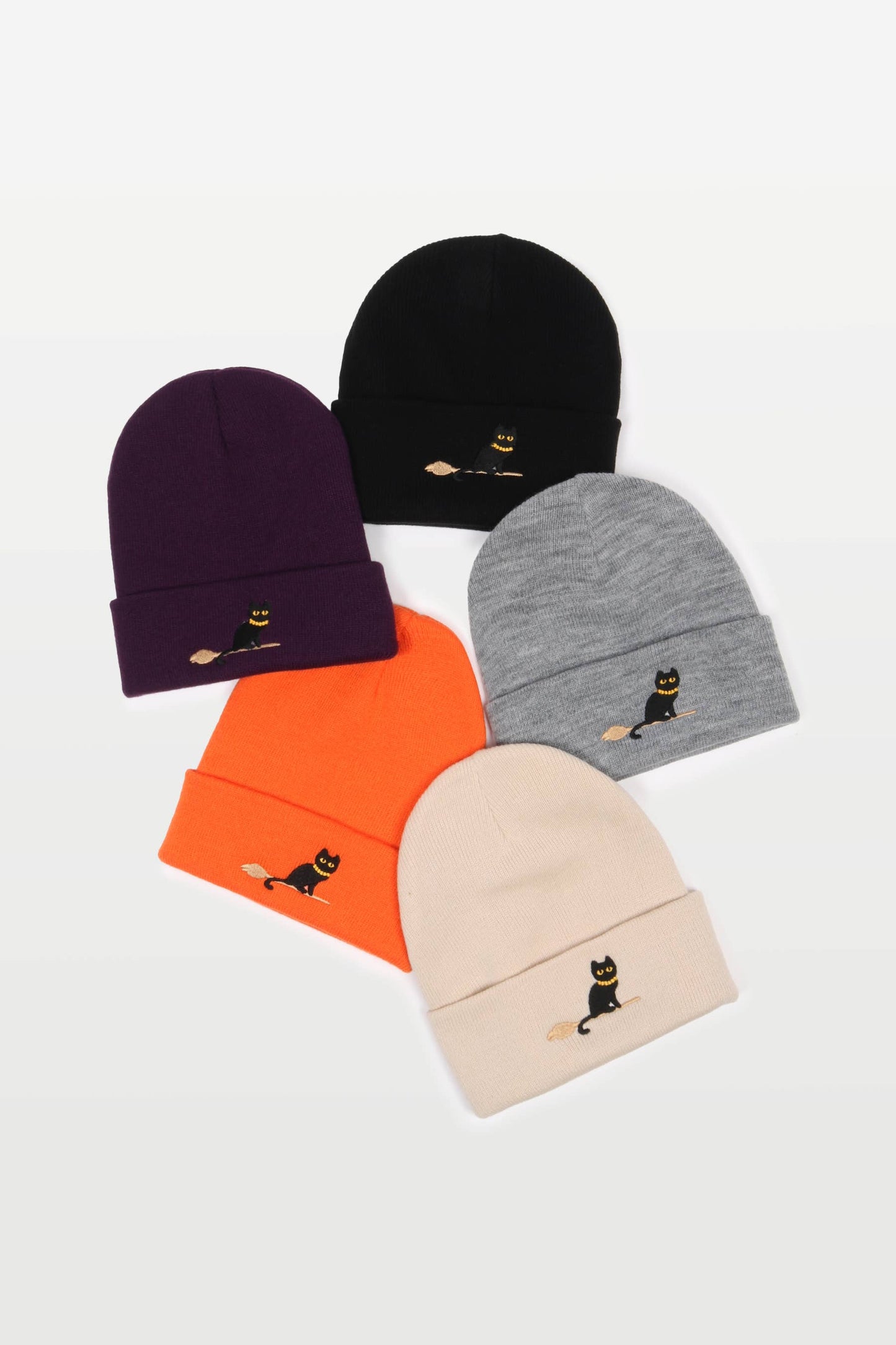 Black Cat Embroidered Beanie