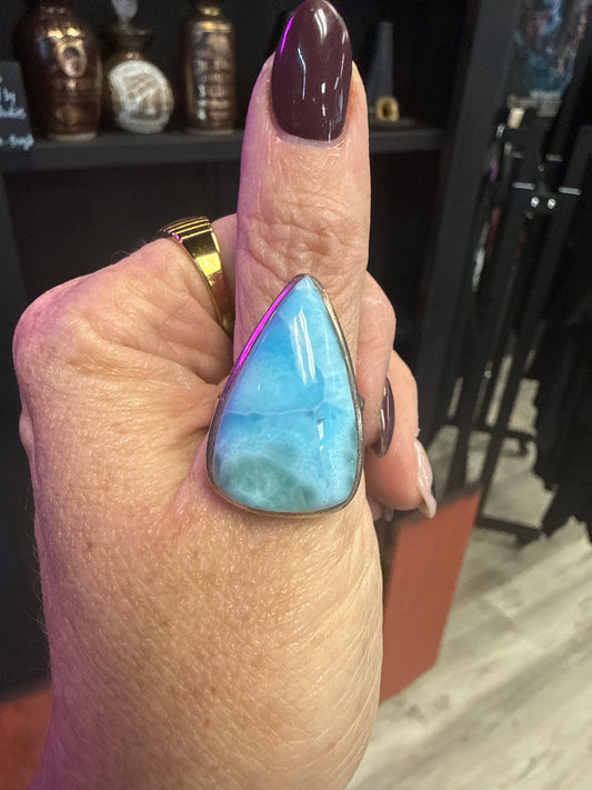 Larimar 925 Silver Ring