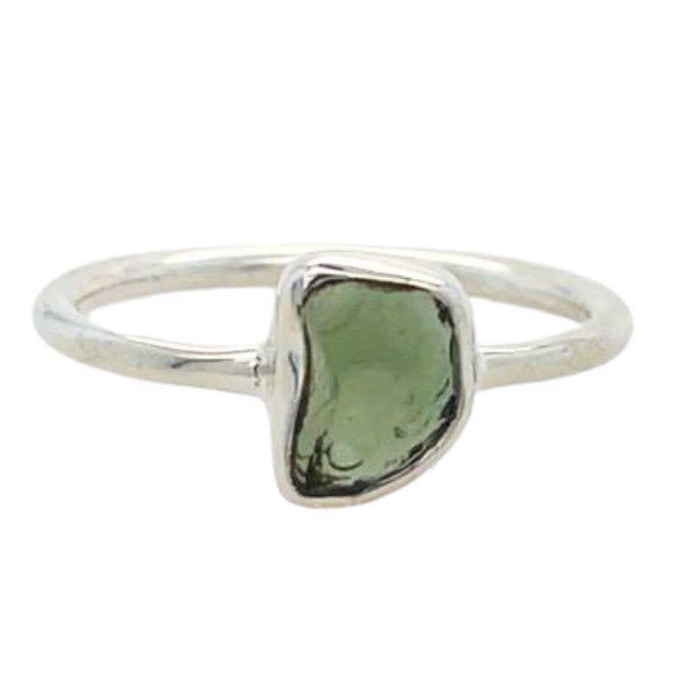 Moldavite Cosmic Freeform Ring