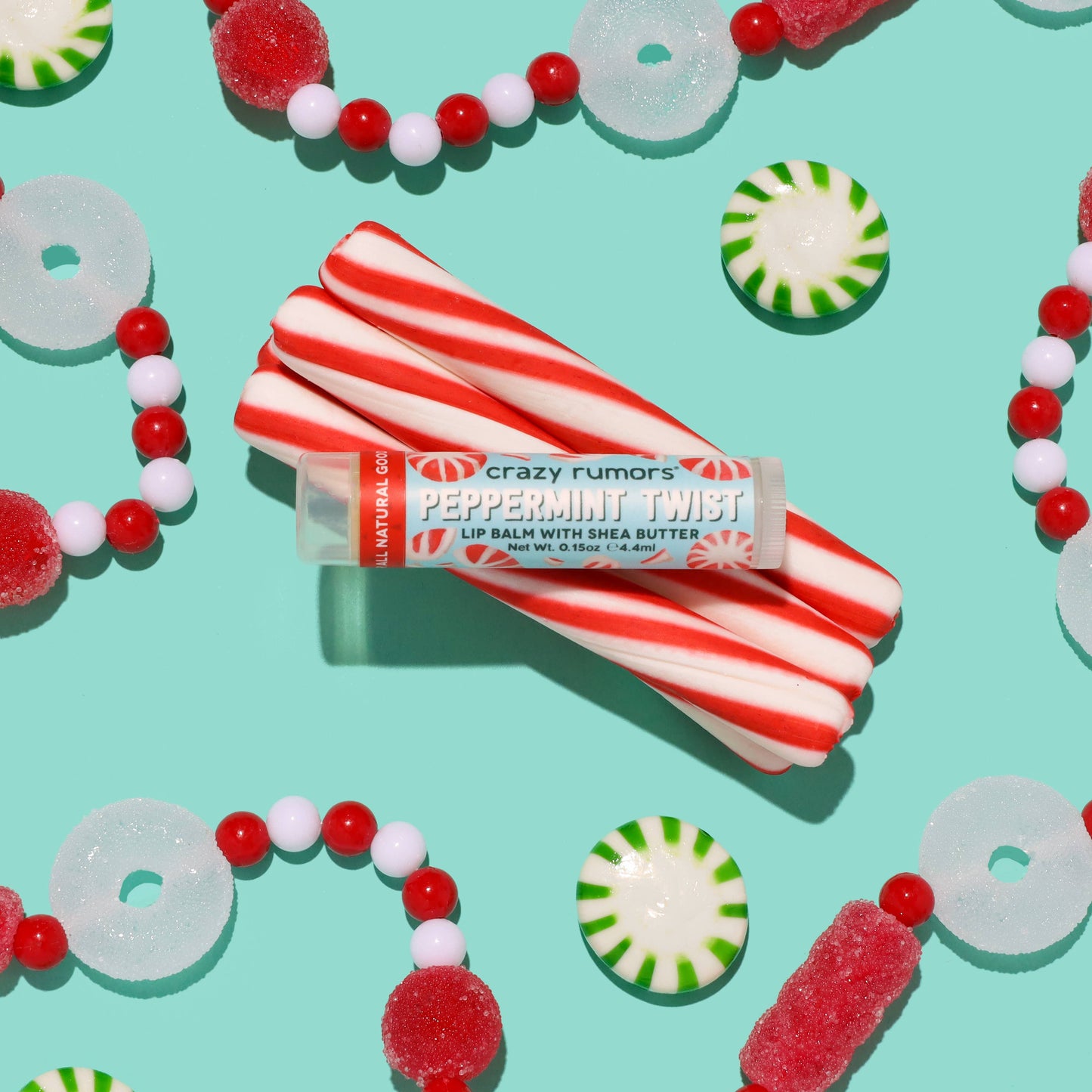 All Natural, Vegan Peppermint Twist Lip Balm - Holiday
