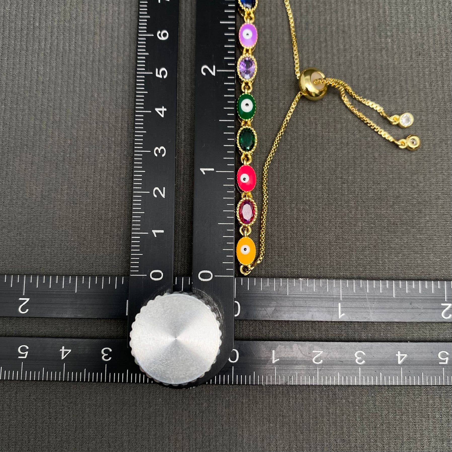 Enamel Evil Eye Colored Zircon Inlaid Adjustable Bracelet - Cozy Coven