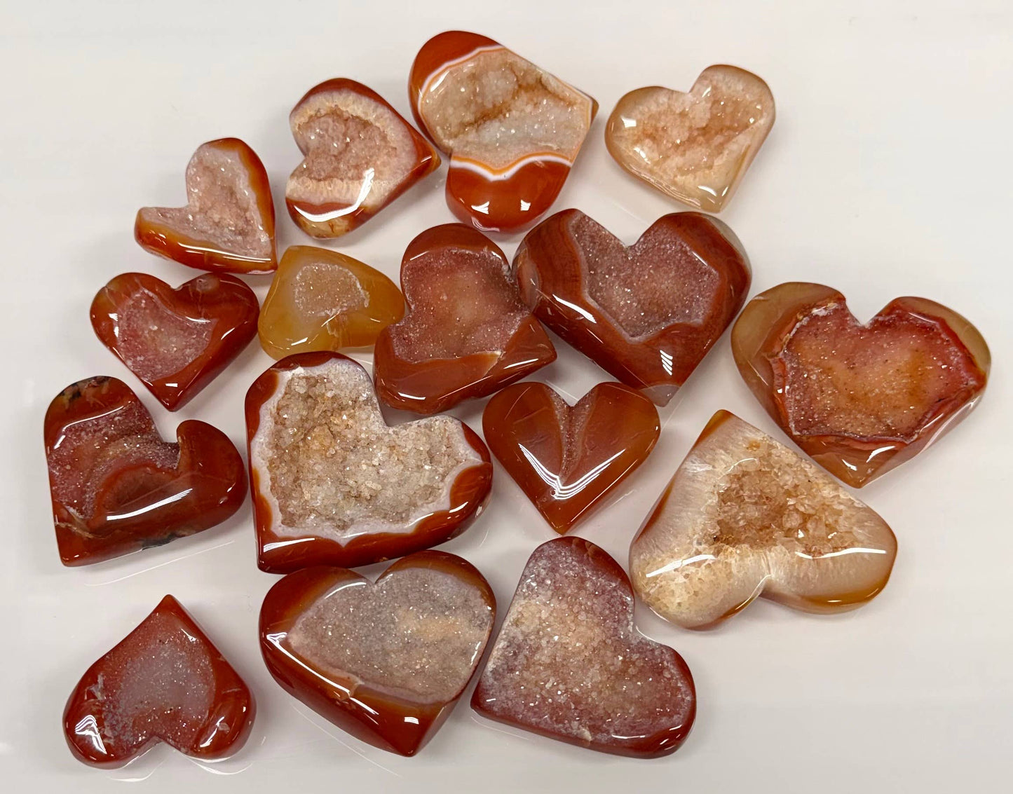 Natural Druzy Carnelian Heart Crystal