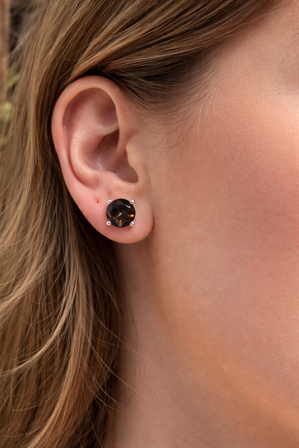Smoky Quartz Stud Earring