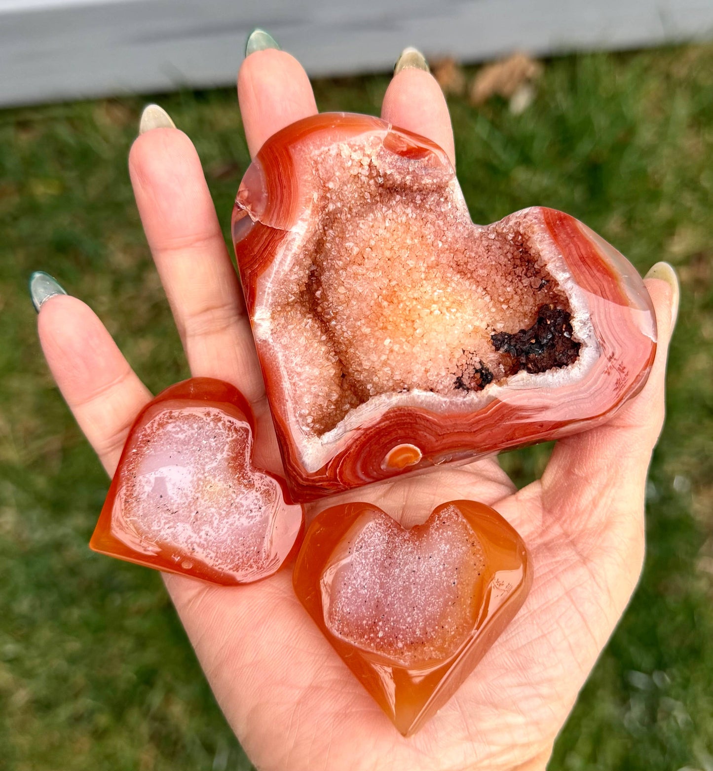 Natural Druzy Carnelian Heart Crystal