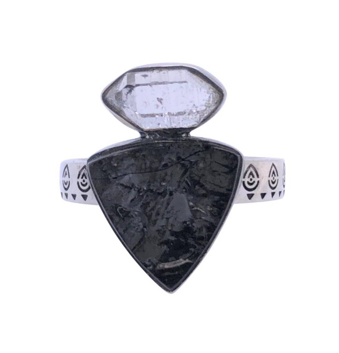 Shungite Herkimer Diamond Sensation Ring - Cozy Coven