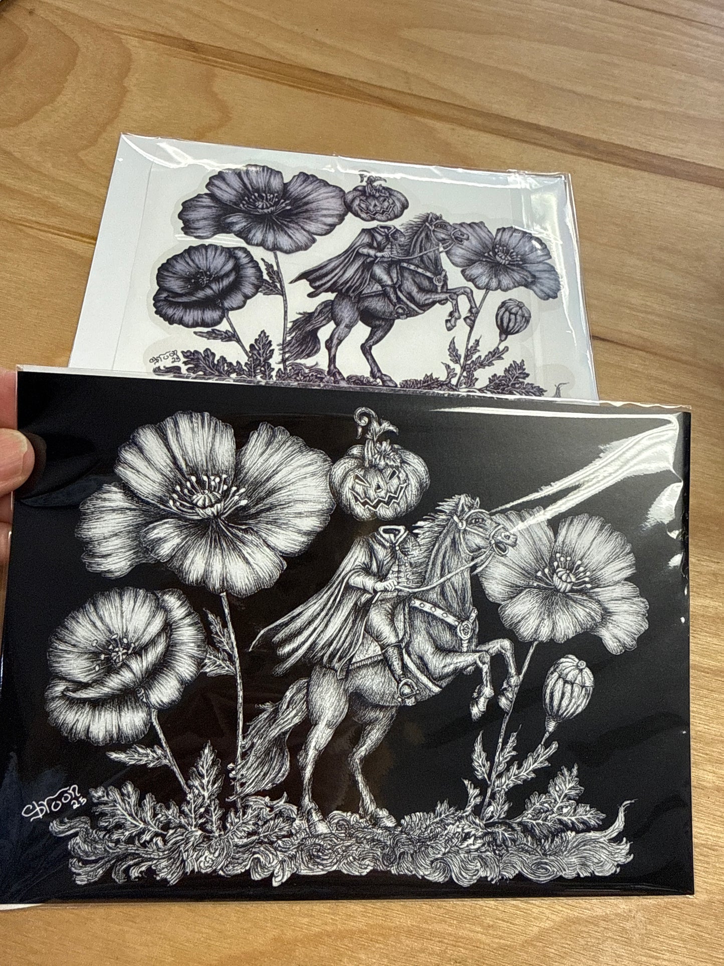 Headless Horseman Water Bottle Wrap Sticker + Art Print | Art by Shroon