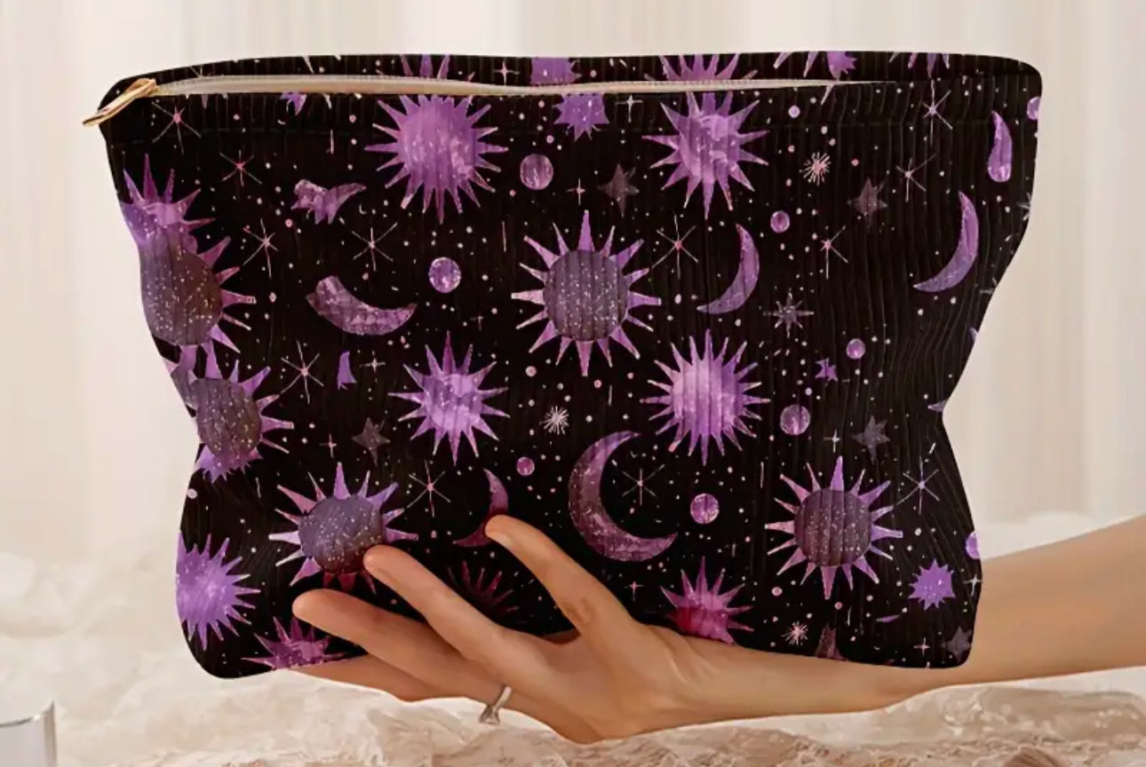 Moon 🌙 and Stars Celestial Purple and Black Bag