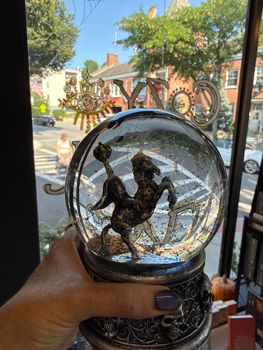 Headless Horseman Snow Globe with Music Box