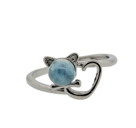 Gemstone Adjustable Cat Ring - Kitty Ring
