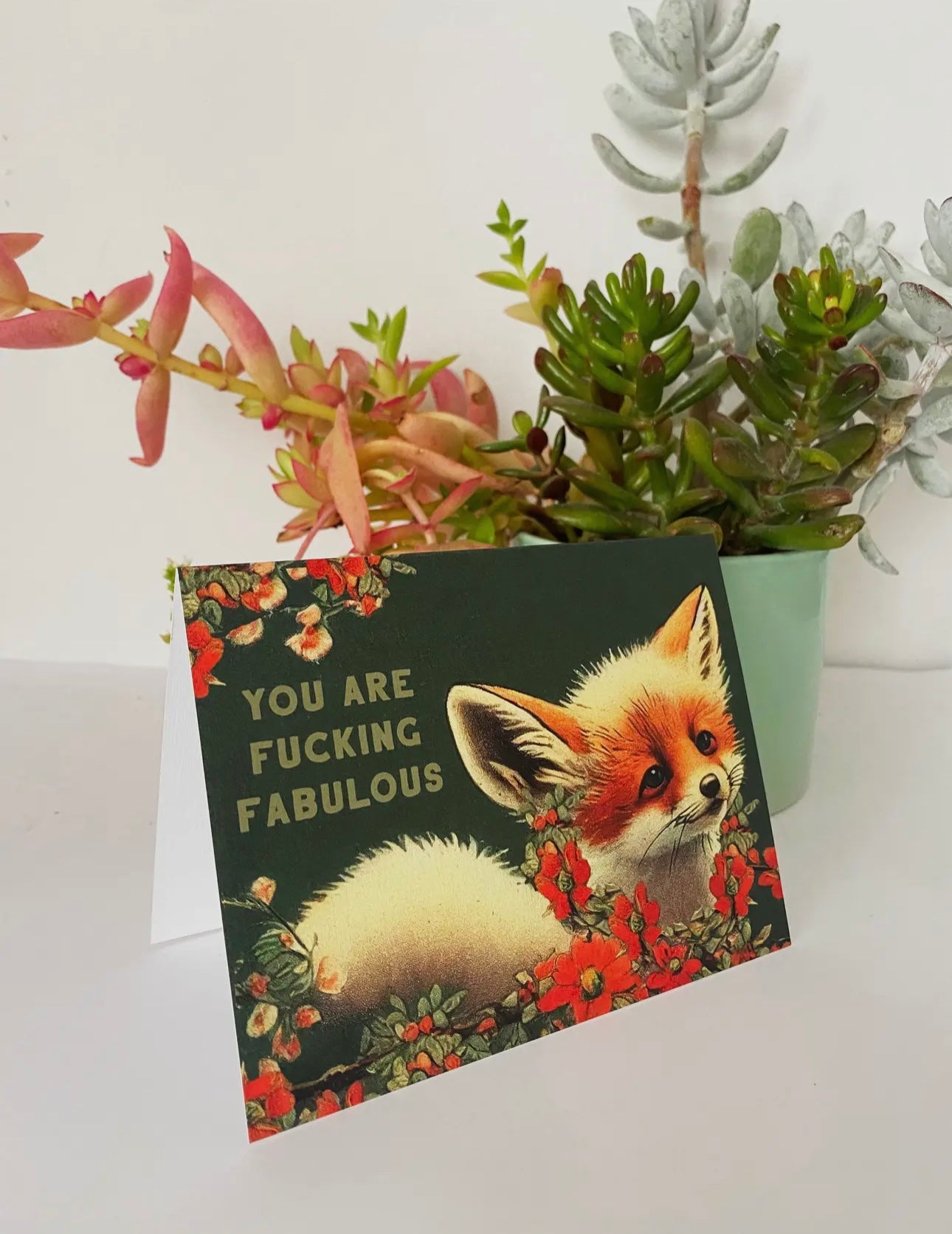 You are Fucking Fabulous! Vintage Fox Design Funny Love Encouragement Greeting Card