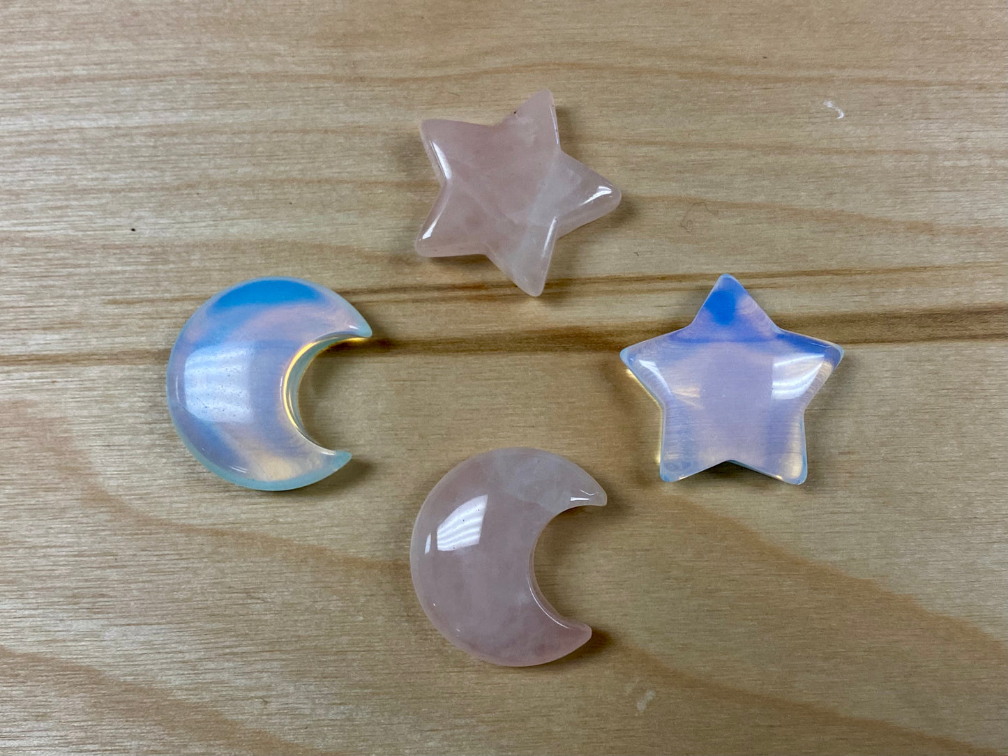 Rose Quartz Mini Moon and Stars