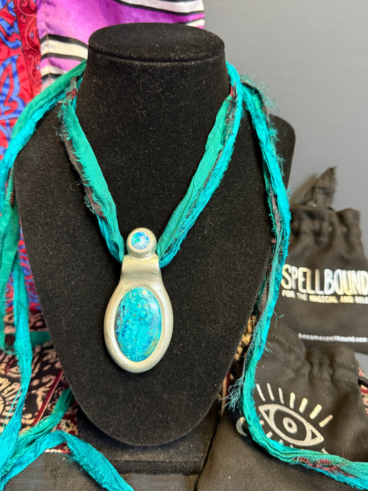 BECOME SPELLBOUND COLLECTION Chrysocolla Moonstone Pendant