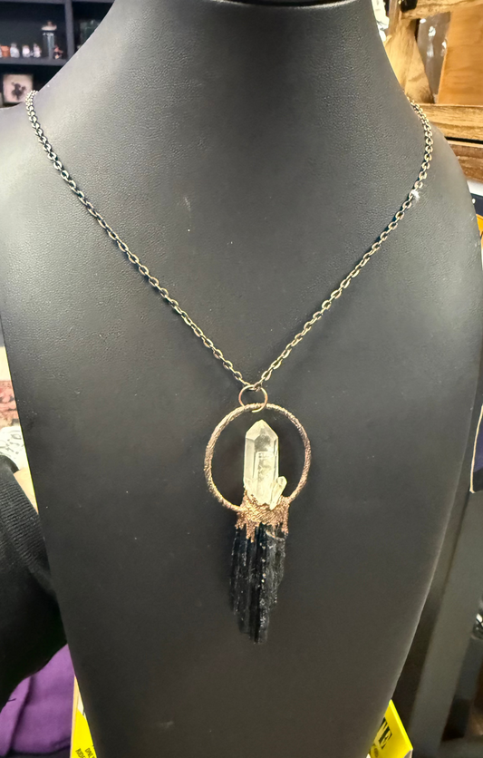 Black Tourmaline & Quartz Electroplated | Handmade by Sacred Alchemy in Vermont