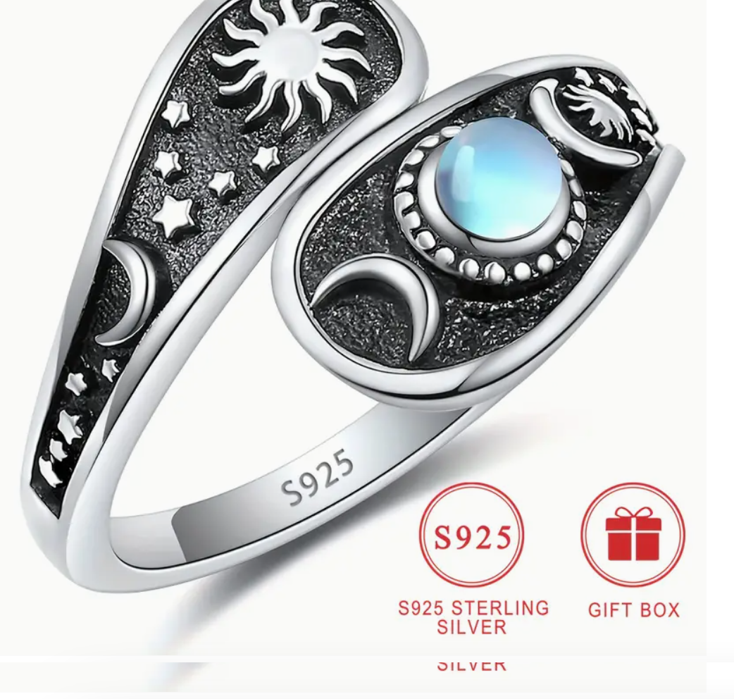 Celestial Sterling Silver Spoon Style Adjustable Ring