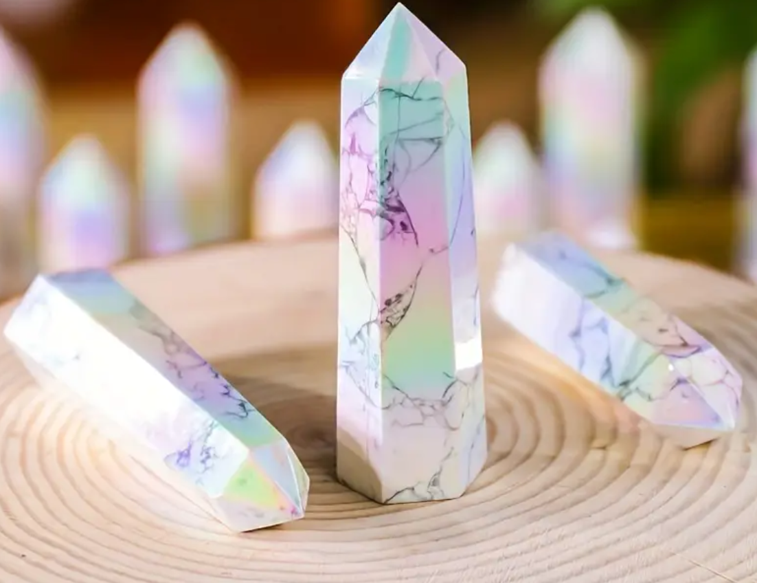 Howlite Rainbow Angel Aura Towers