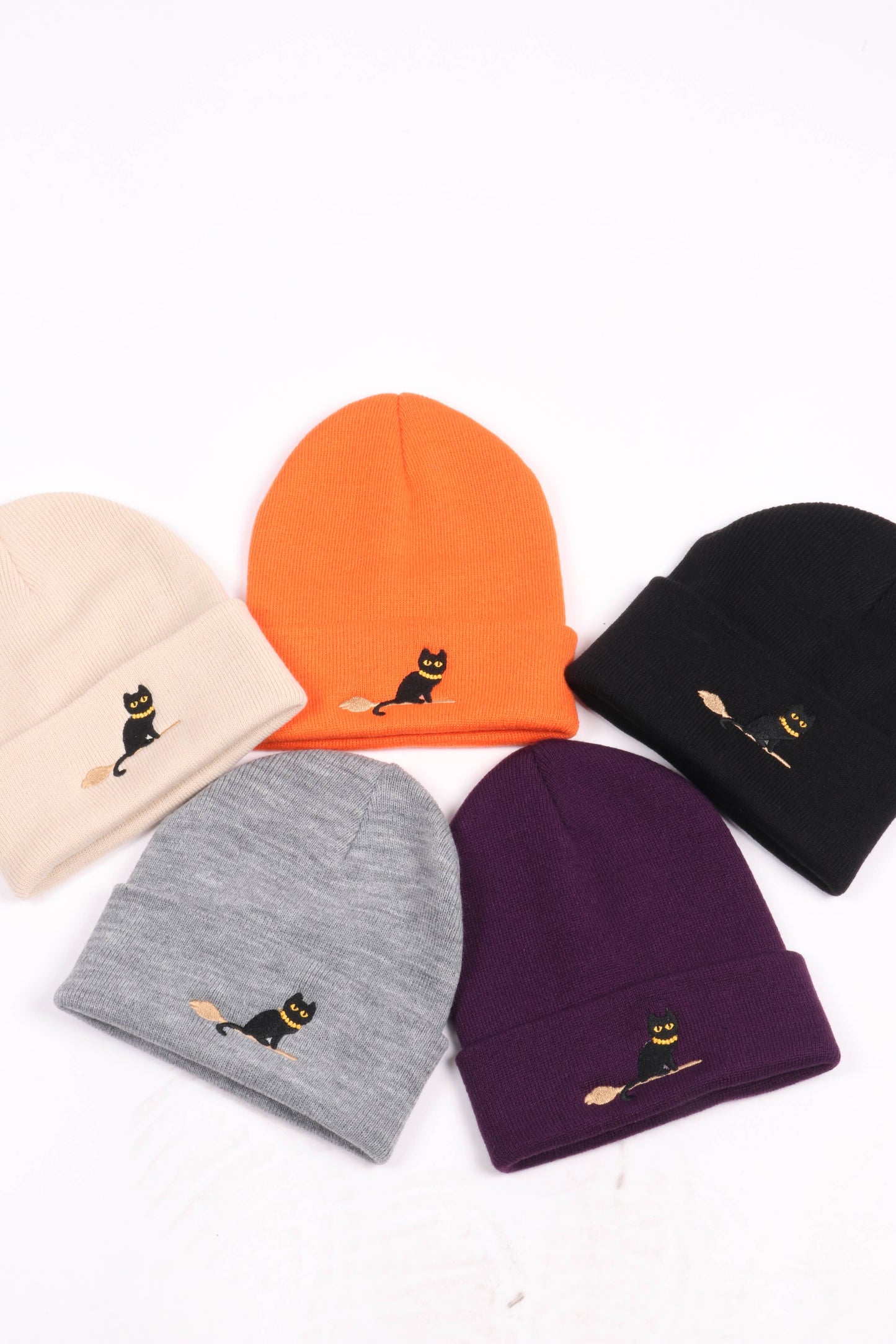 Black Cat Embroidered Beanie