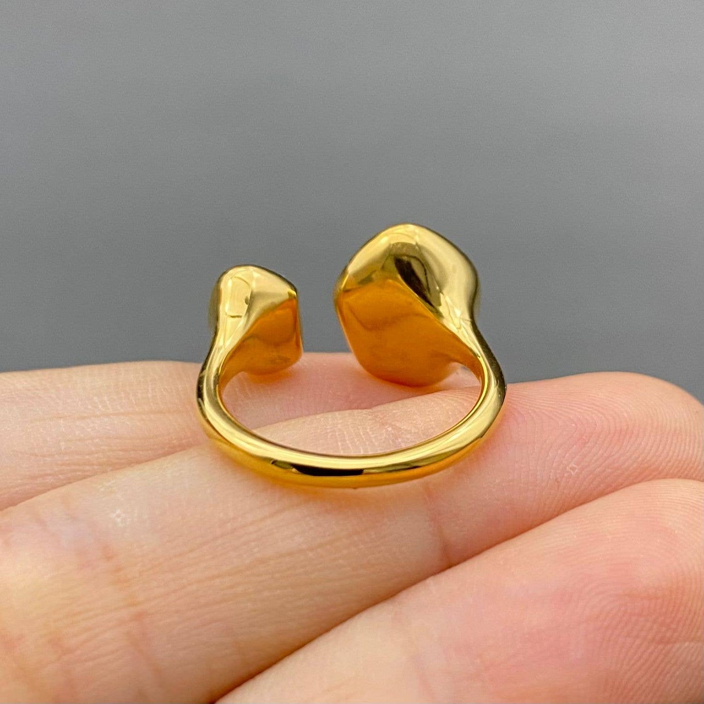 Double Green Zircon 18K Gold Plated Stainless Stee Ring