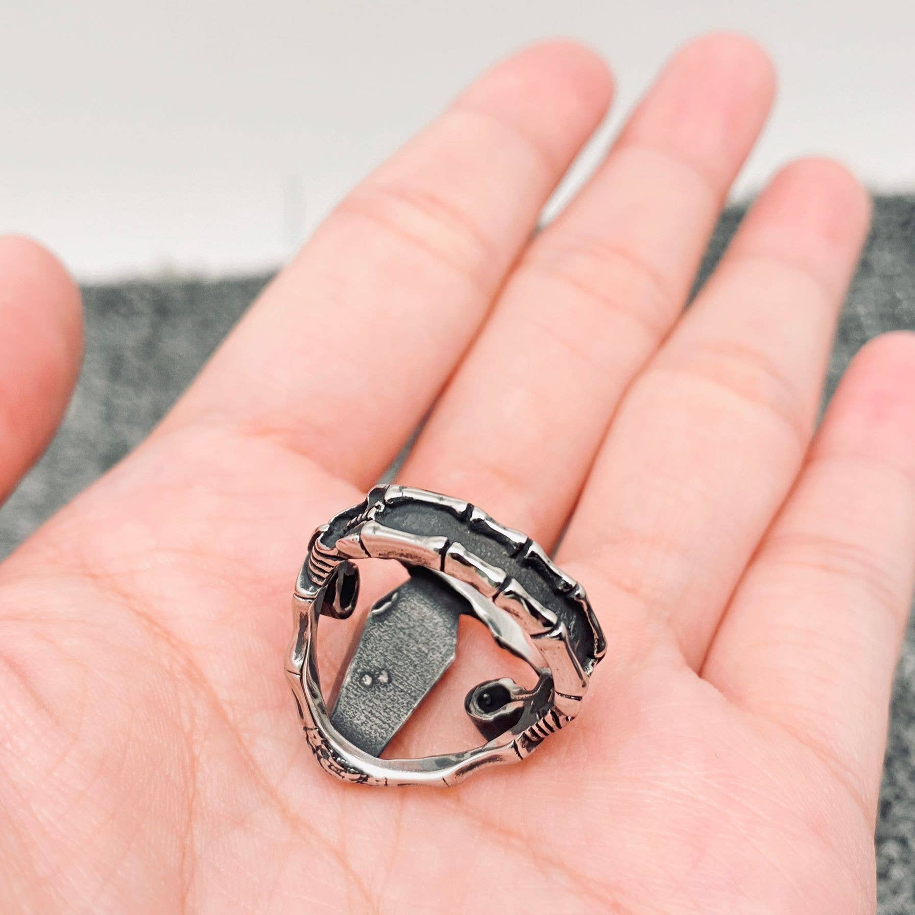 Vampire Coffin Gothic Stainless Steel Ring - Cozy Coven