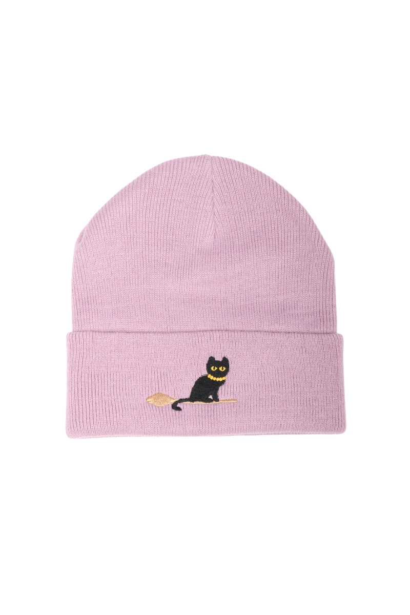 Black Cat Embroidered Beanie