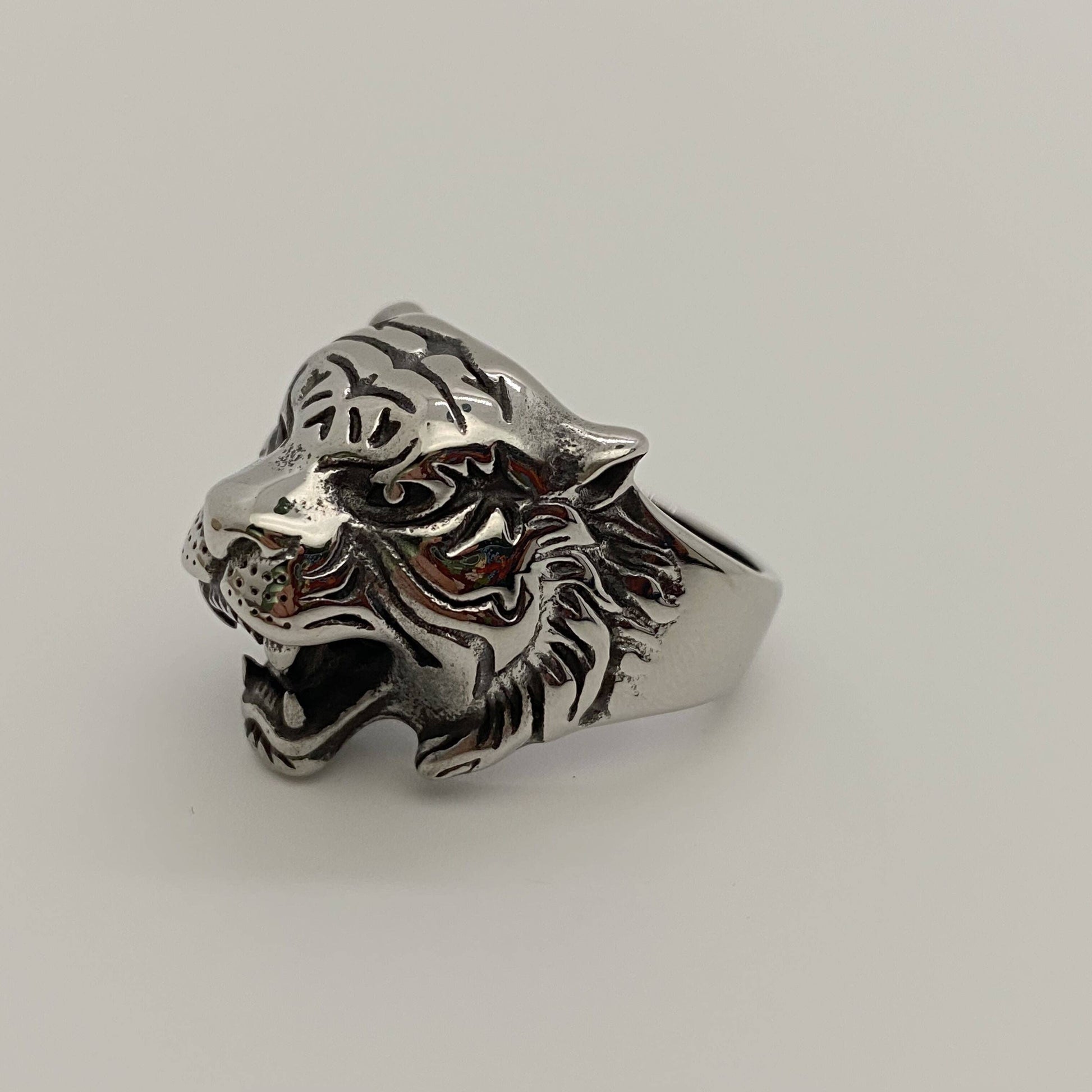 Stainless Steel  Personality Tiger Head Ring - MJ/MR - Cozy Coven