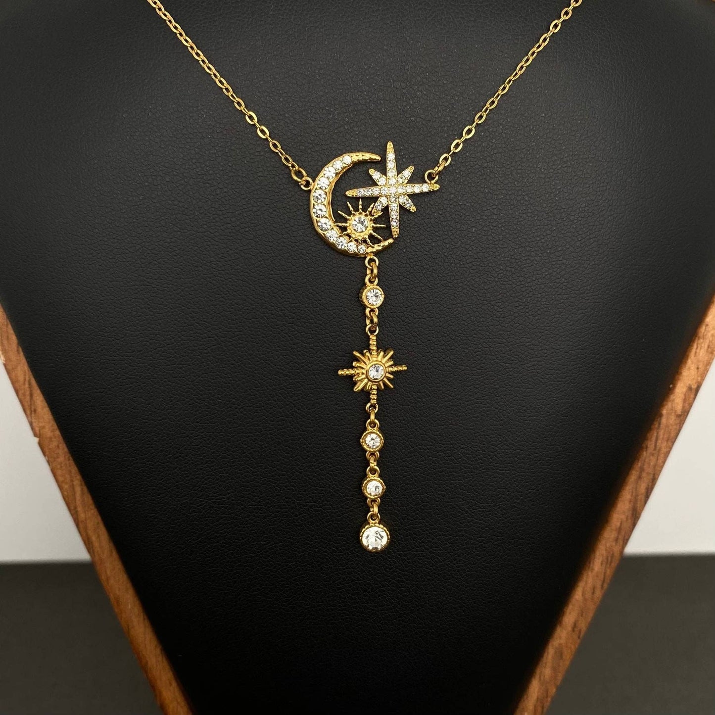 Sun Star 18K Gold Plated Stainless Steel Necklace