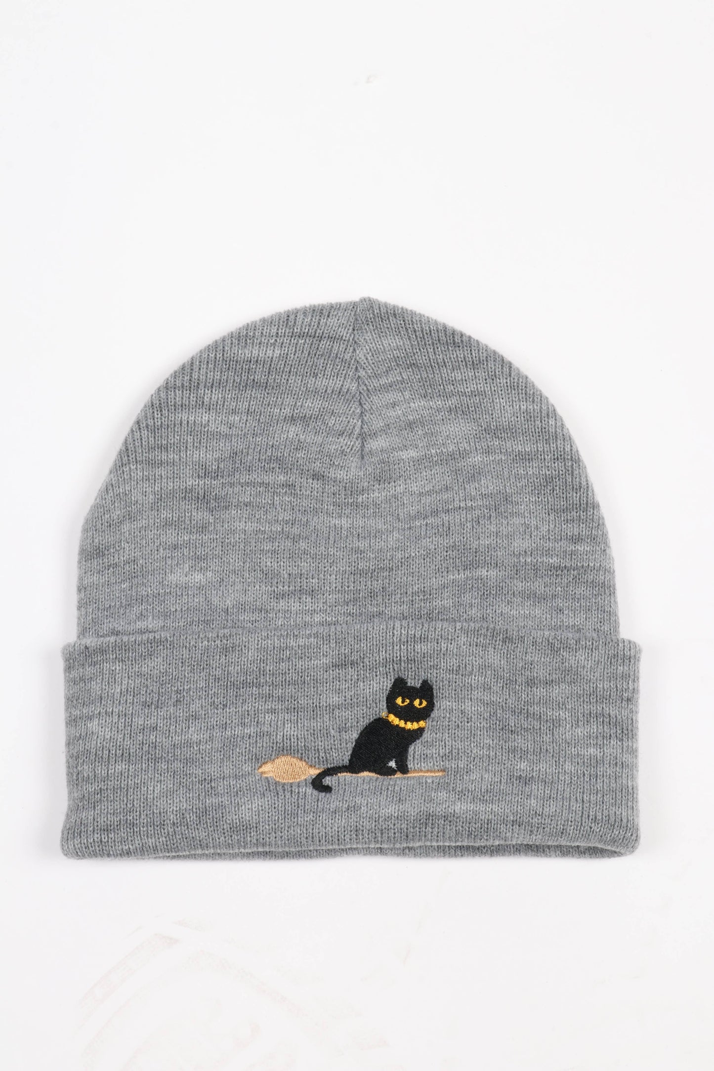 Black Cat Embroidered Beanie