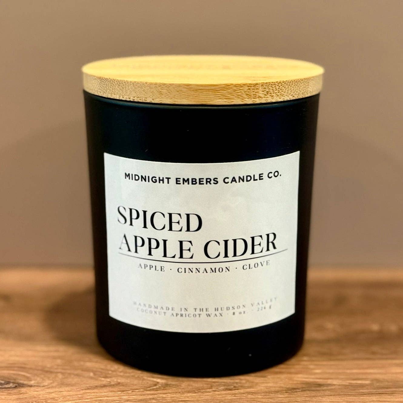 Spiced Apple Cider 8 oz. Candle | Hand Poured Bamboo Lid