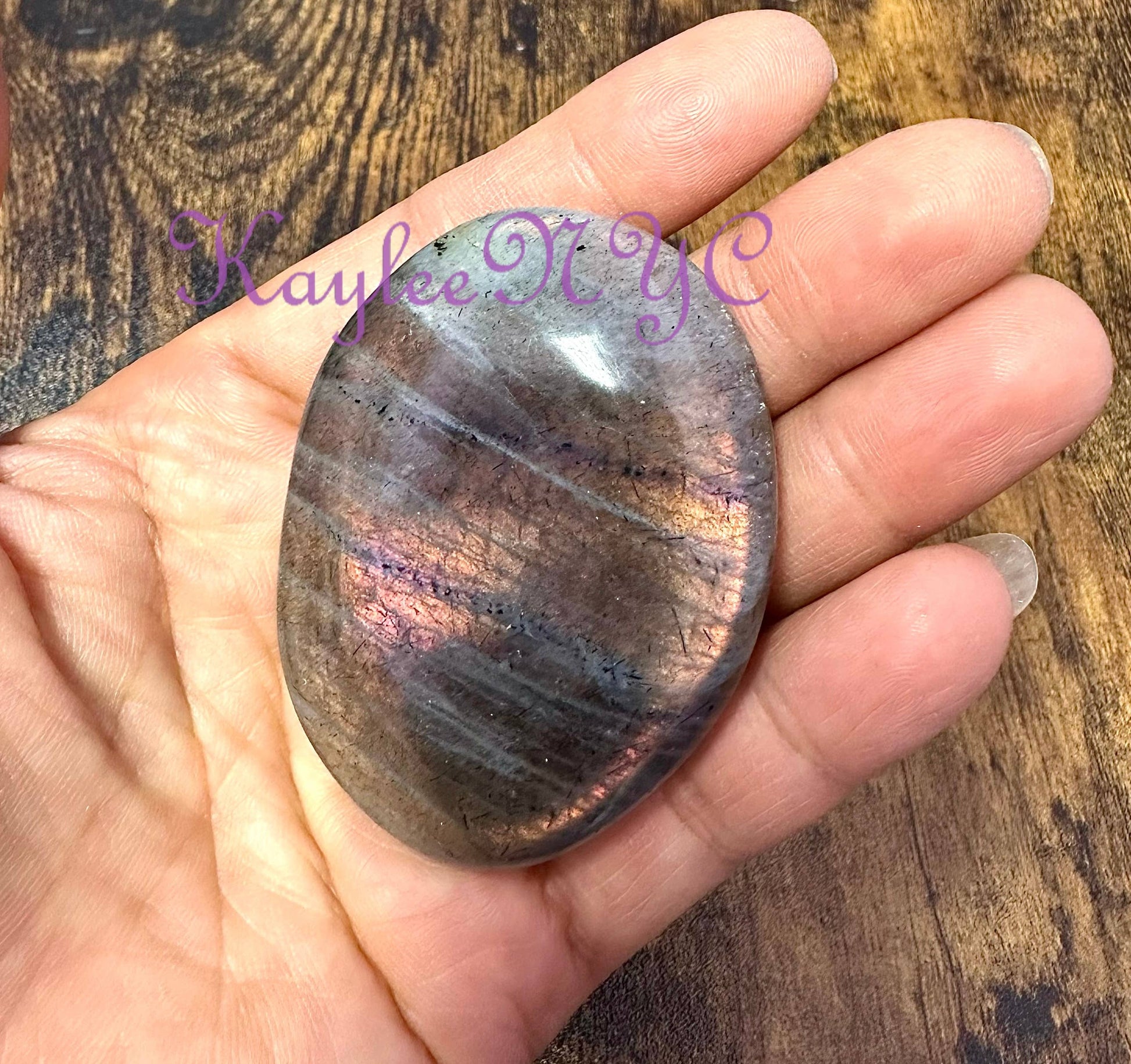 2 Lbs Natural Sunset Labradorite Palm Stone Crystal - Cozy Coven