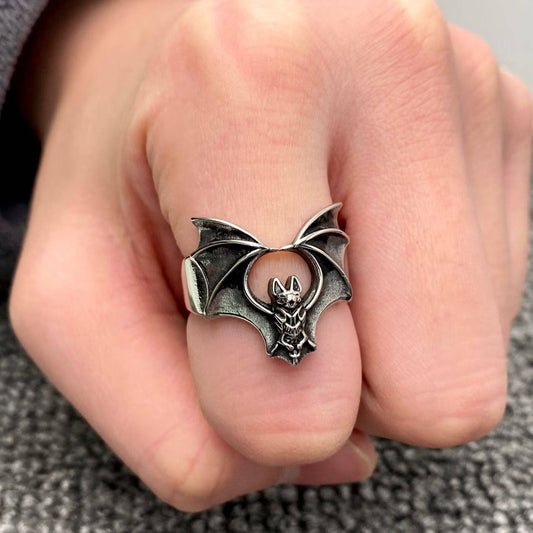 Bat Ring Stainless Steel - Cozy Coven