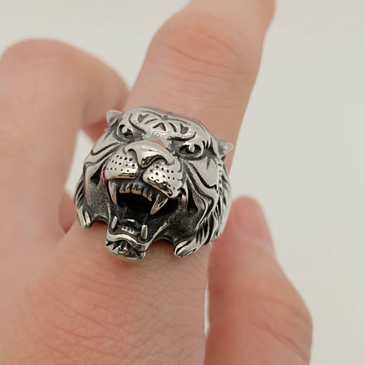 Stainless Steel  Personality Tiger Head Ring - MJ/MR - Cozy Coven