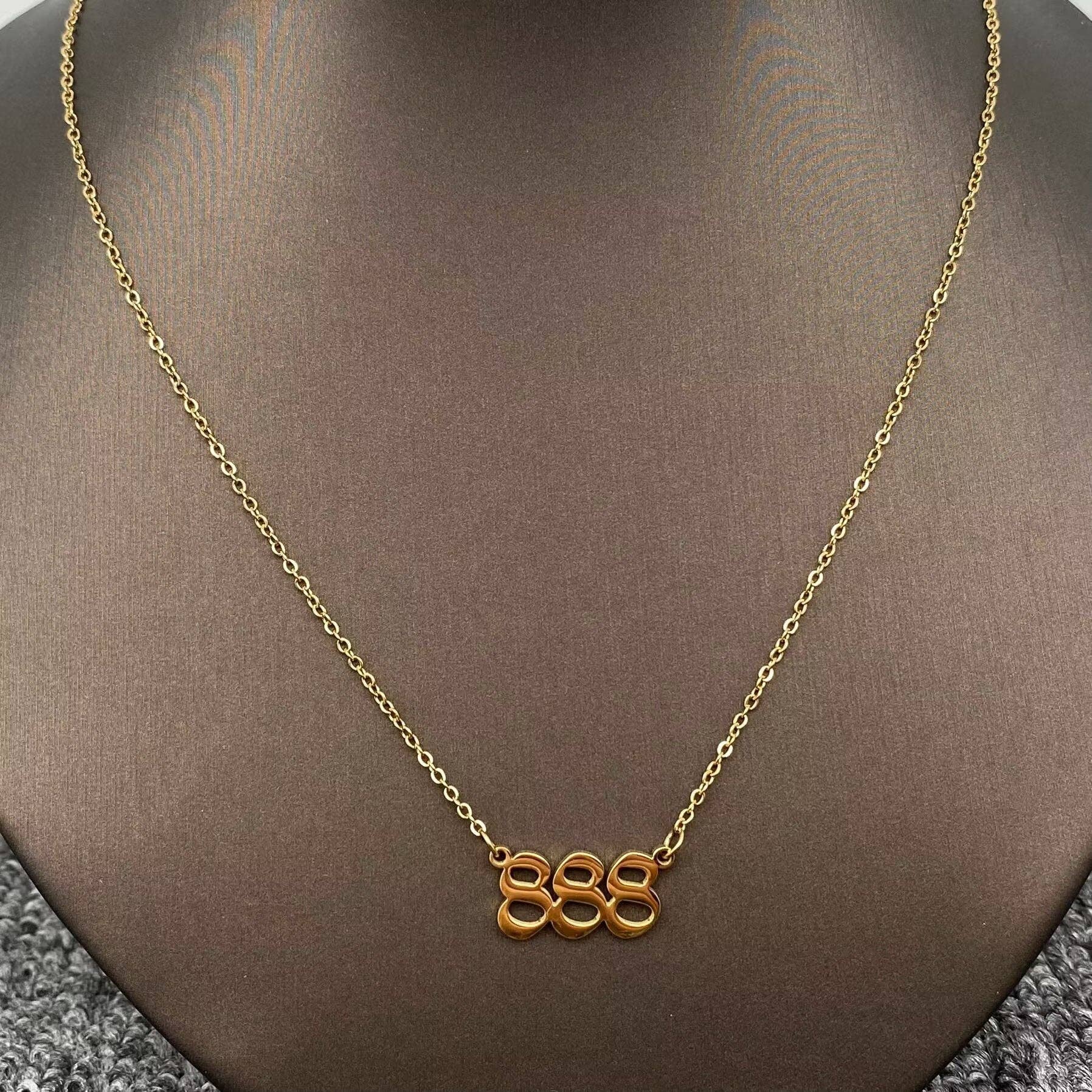 Lucky Numbers 18K Gold Plated Stainless Steel Necklace - FGS - Cozy Coven